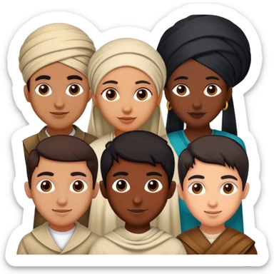 5 friends: 2 North African, 1 Iranian, 1 Indian, 1 black sticker
