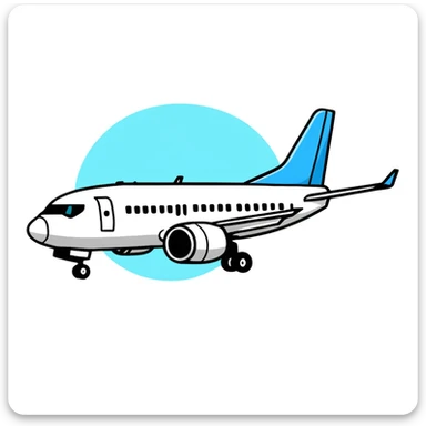 Boeing 737 commercial passenger airplane traveling around the world with Earth visible sticker