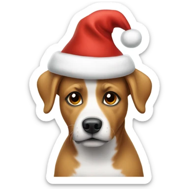 Dog wearing a Santa hat sticker