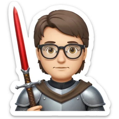 Knight holding sword, wearing glasses — glasses shining reflection sticker