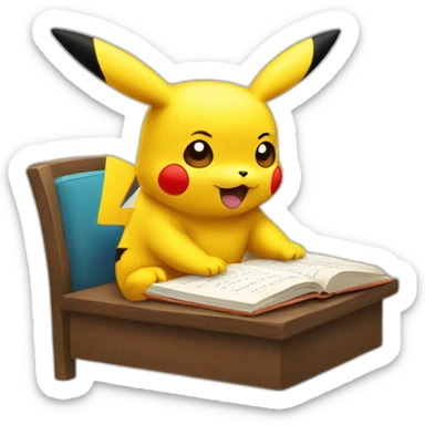 pikachu writing a novel sticker