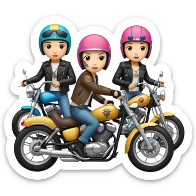 Japanese biker gang members riding motorcycles sticker
