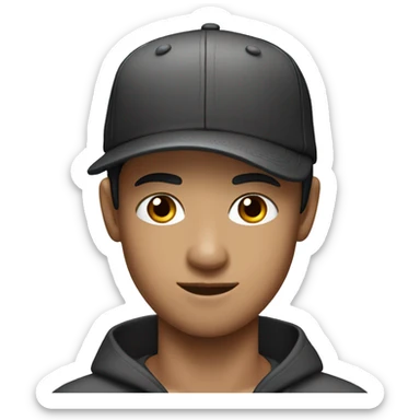 young Australian man, black hair, shaved , cap lv sticker