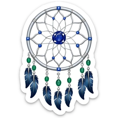 Silver Dreamcatcher with sapphire and emerald stones sticker