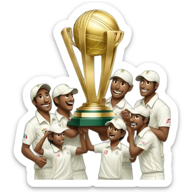 cricket team with worldcup trophy sticker