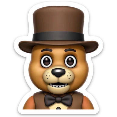 Freddy Fazbear with black and tiny hat from Five Nights At Freddy's Movie sticker