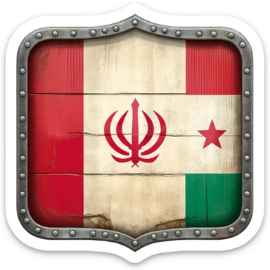 rectangular shield with old the flag of Iran sticker