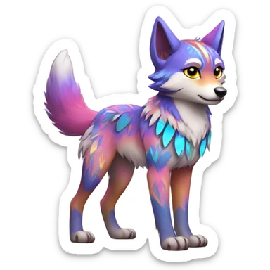 Colorful Shiny Fionbri-Falvie-sparkle-wolf-sona with tribal markings full body sticker