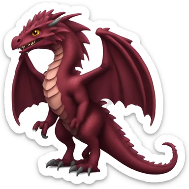 Cool edgy Maroon dragon-raptor with darker mane sticker