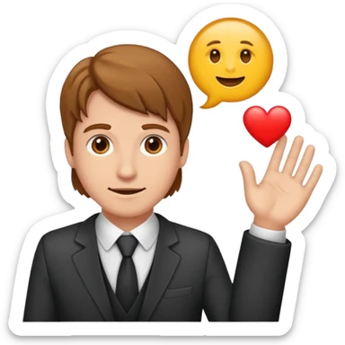 Mach mir einen Typen mit braunen haaren der an der börse als trader arbeitet der mit einer hand so von vorne nach rechts zeigt sticker