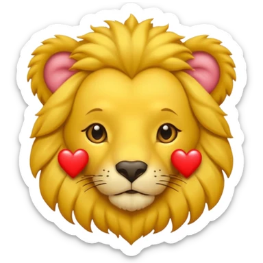 León con corazones en el ojo sticker