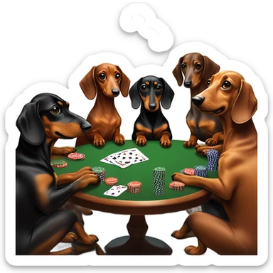  dachshunds gambling sticker