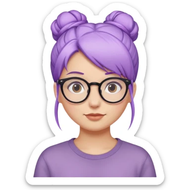 light purple hair girl bun and glassess sticker