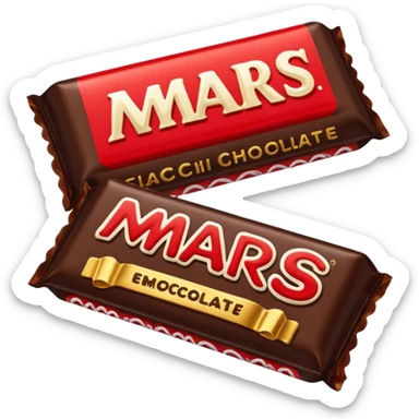 Draw a Mars bar in its classic black wrapper with bold red logo. sticker