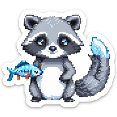 cute raccoon with fish-like features sticker