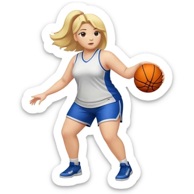 Full Body white plus size Girl coach playing basketall with blonde hair sticker