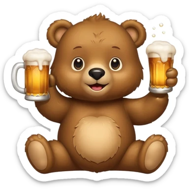 cute bear holding a frothy beer mug sticker
