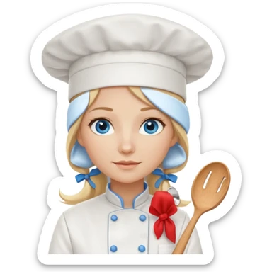 Long Blonde hair blue eyed female chef sticker