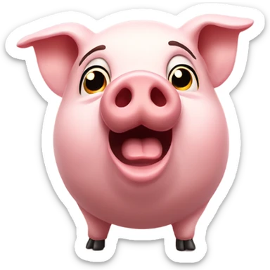 Nonplussed pig being surprised and raising eyebrows sticker