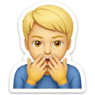 Nervous emoji that bite his nails sticker