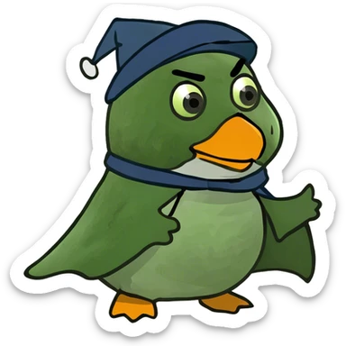 Wizard penguin with a hat and a cape sticker