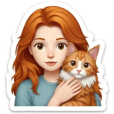 a Maine Coon cat holding a girl sticker