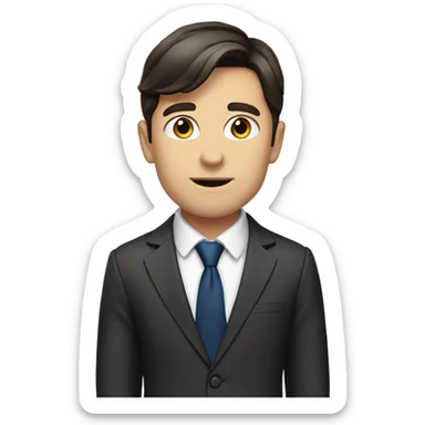 Can you make it small Young man with dark brown hair, fair skin accountant in suit with great jawline sticker