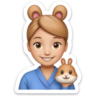 smiling bun who holds a Zapier logo sticker