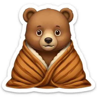 Bear cozy in blanket sticker