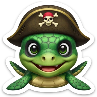 pirate turtle with skull and crossbones hat and black eyepatch sticker