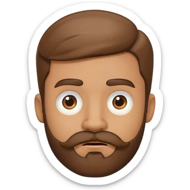 Boy showing confusion, medium skin tone, beard and mustache sticker