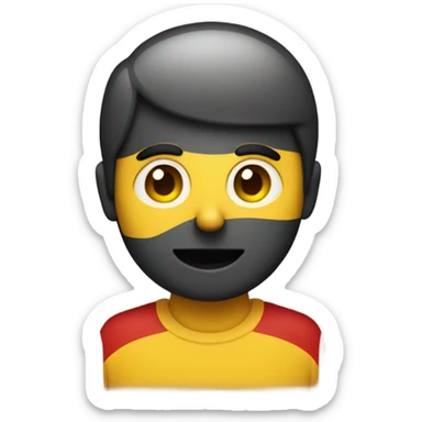 a black and red rectangle with a medium-sized yellow circle in the middle sticker