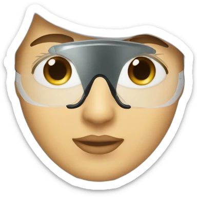 lasik eye surgery mask with dark brown straight hair sticker