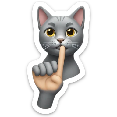 Grey cat who makes a finger of honor sticker