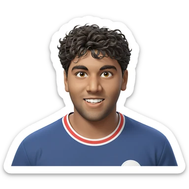 smiling boy in blue shirt sticker