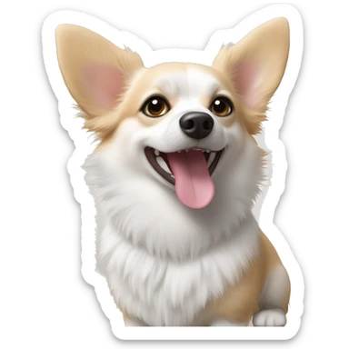 White corgi Chihuahua Pomeranian mix less fluff￼ sticker