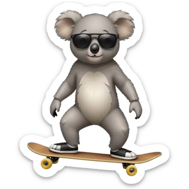 anthropomorphised koala in skater-style clothing wearing dark sunglasses walking upright sticker