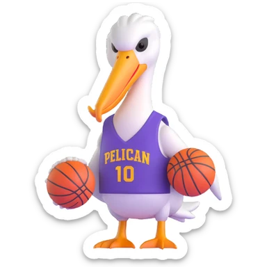 Pelican wearing New Orleans basketball jersey sticker