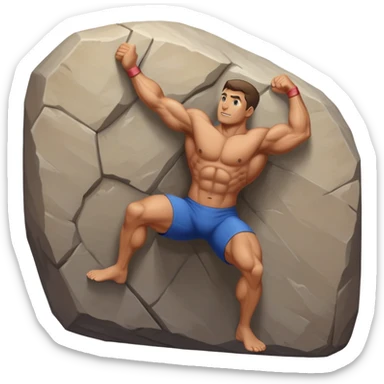 Muscly man climbing an indoor boulder sticker
