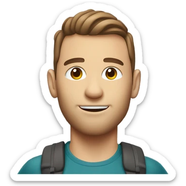 White guy with short brown hair hiking in glacier national park sticker