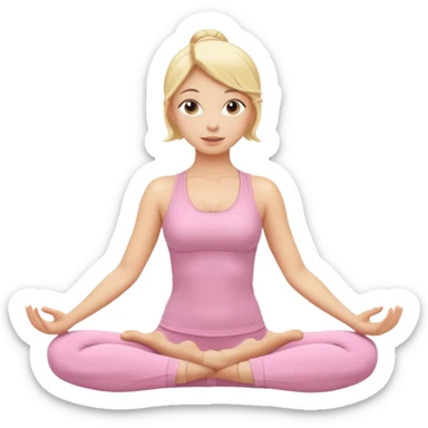 blonde yoga girl light pink clothes n sticker