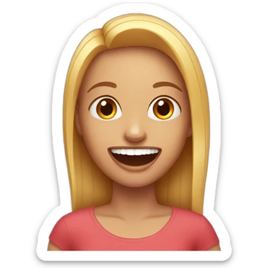 girl with long fake teeth sticker