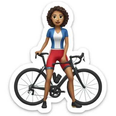 Latina cyclist standing while riding bike sticker