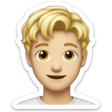 Blonde teen boy with medium short hair,having heart eyes looking to the camera sticker