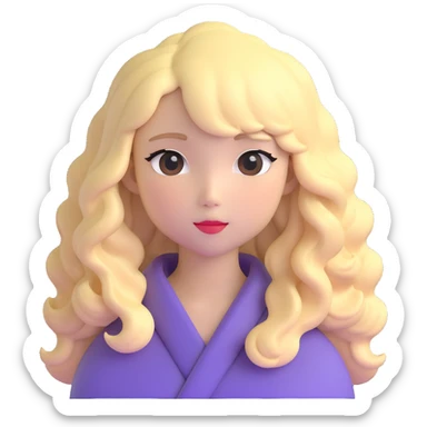 Japanese girl with voluminous blonde wavy hair sticker