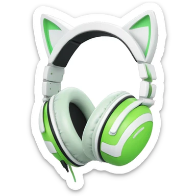 light green and white cat ear gaming headphones sticker