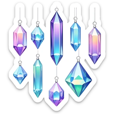 Iridescent big giant glistening glossy sparkly shiny glittery hanging crystals decorations sticker