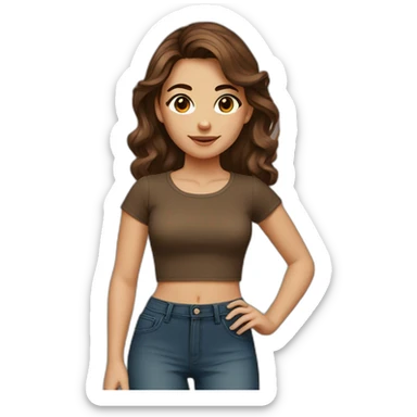 Brown hair brown eye crop top sticker