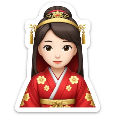 Japanese Princess with in red ceremonial robe kimono sticker
