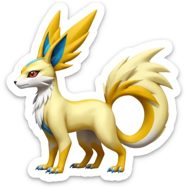 Latias-Vernid-Lombax-Koraidon-Renamon-Zeraora-Bastet-Fakémon-hybrid-fusion-creature, full body sticker